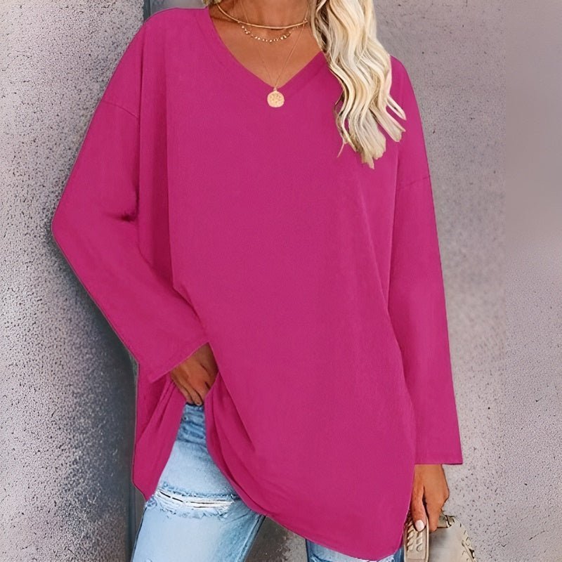Gisela | Long-Sleeve Oversized V-Neck Sweater