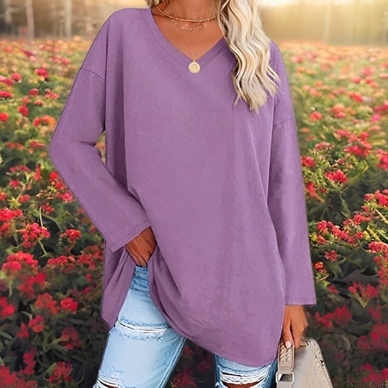 Gisela | Long-Sleeve Oversized V-Neck Sweater