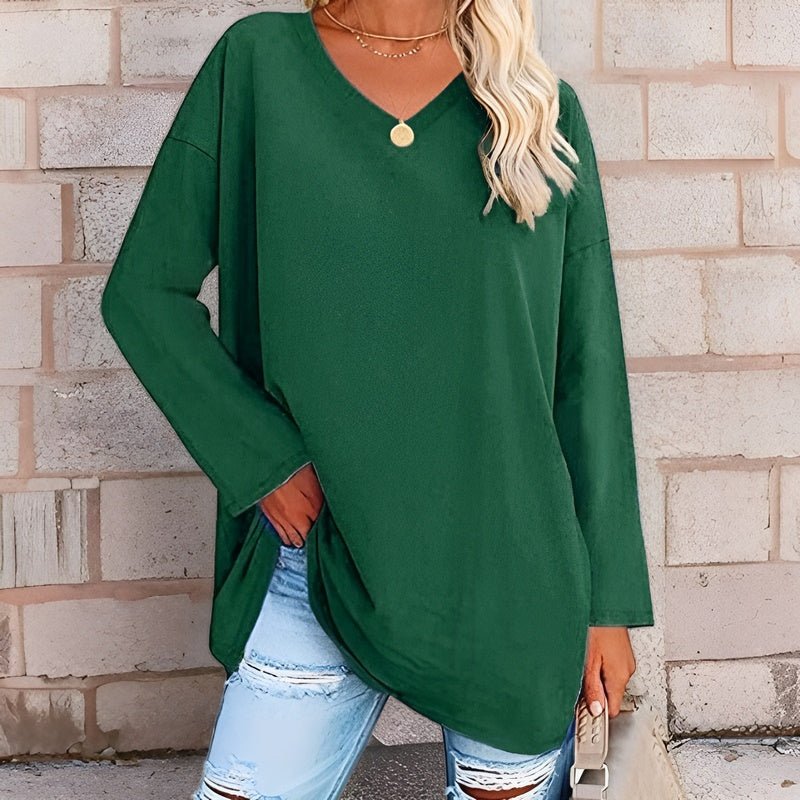 Gisela | Long-Sleeve Oversized V-Neck Sweater
