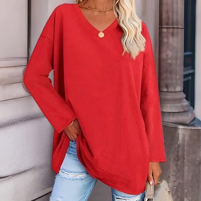 Gisela | Long-Sleeve Oversized V-Neck Sweater