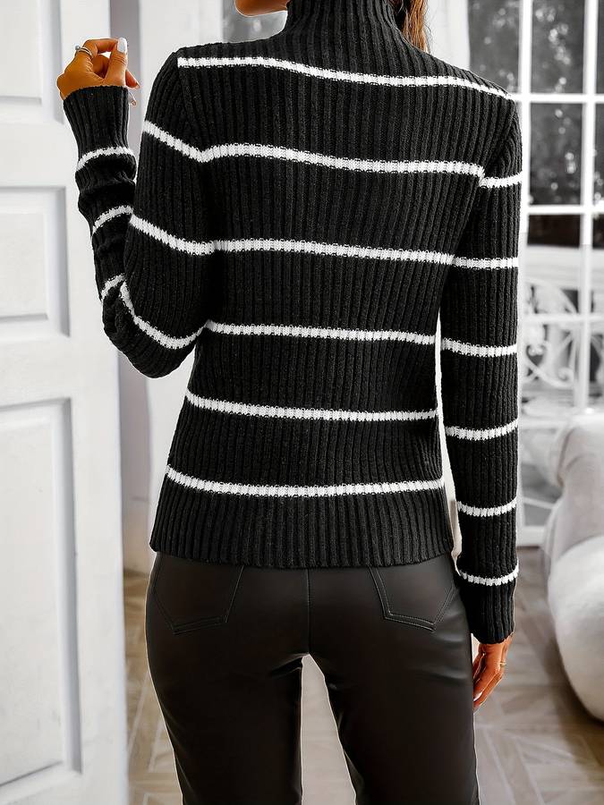 Rhea | Women Striped Turtleneck Sweater