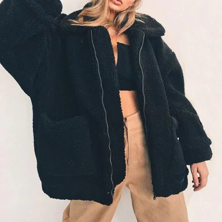 Clara | Wide Collar Fleece Coat