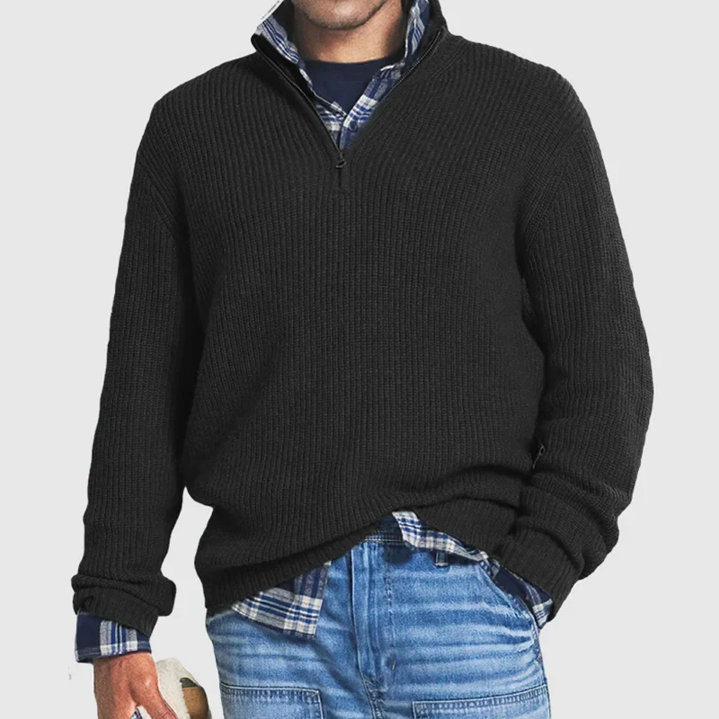Sandro | Zip Neck Sweater for Men Timeless Comfort and Modern Cold Weather Style