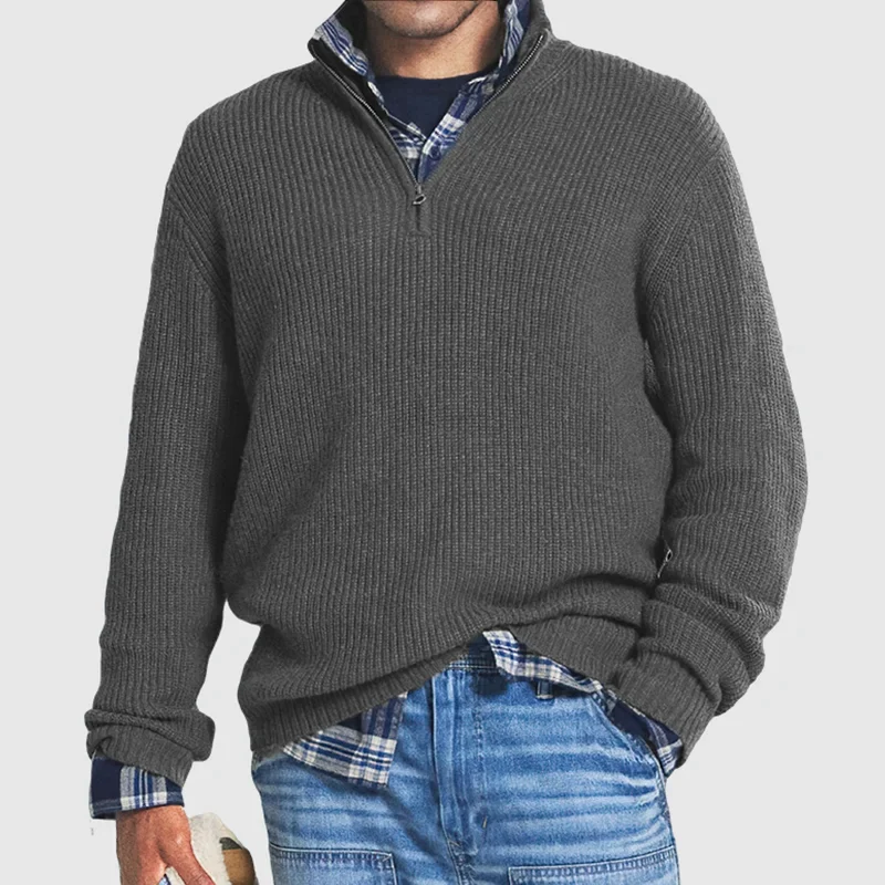 Sandro | Zip Neck Sweater for Men Timeless Comfort and Modern Cold Weather Style