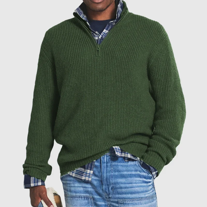 Sandro | Zip Neck Sweater for Men Timeless Comfort and Modern Cold Weather Style