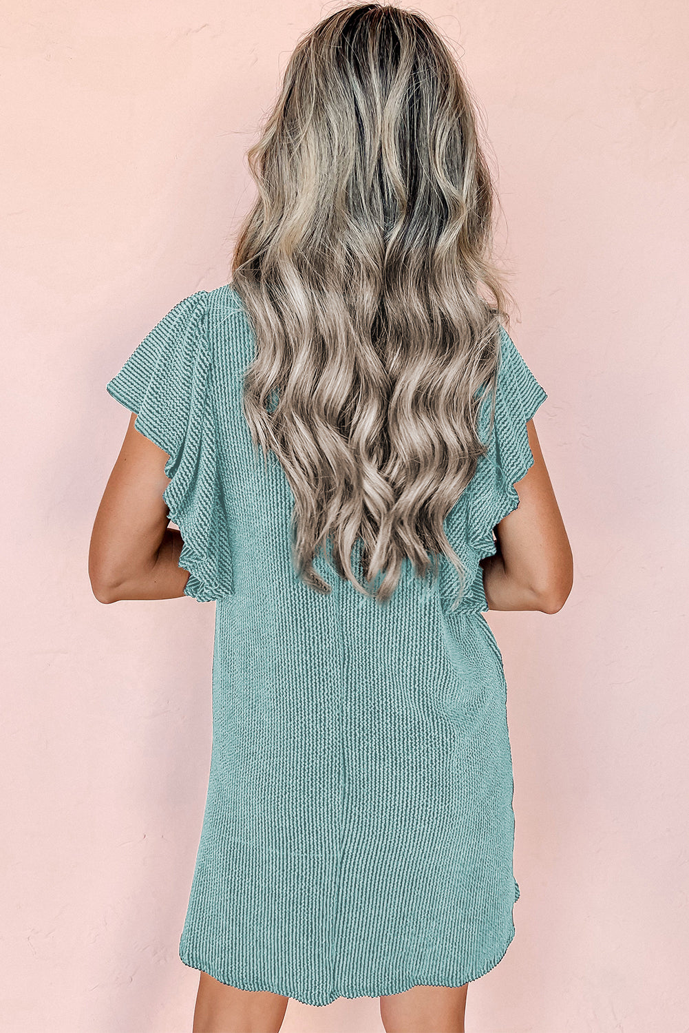 Maribel | Ruffled sleeves Teal Dress - Motheero