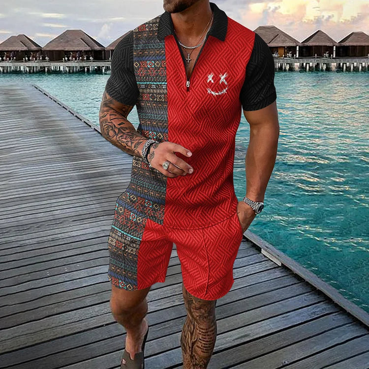 Elias | Printed Polo and Shorts Outfit Set