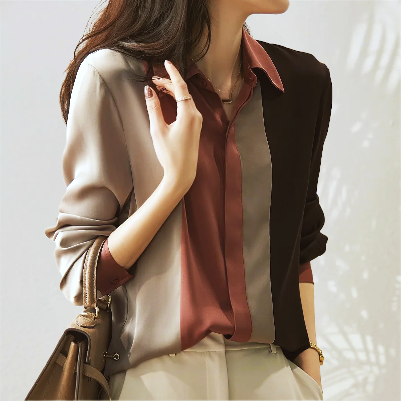 Aurelia | Luxe Patchwork Striped Blouse - Motheero