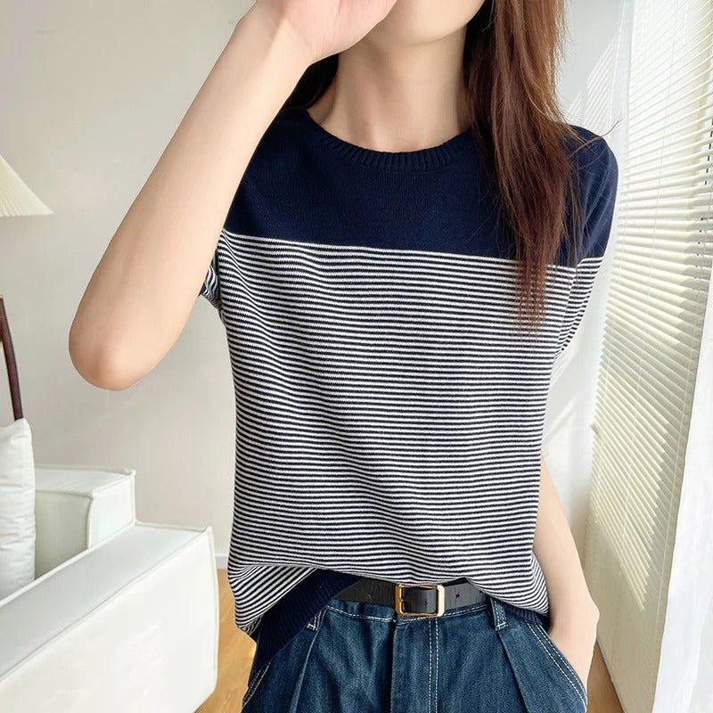 Nola | Timeless Striped Knit Tee - Motheero