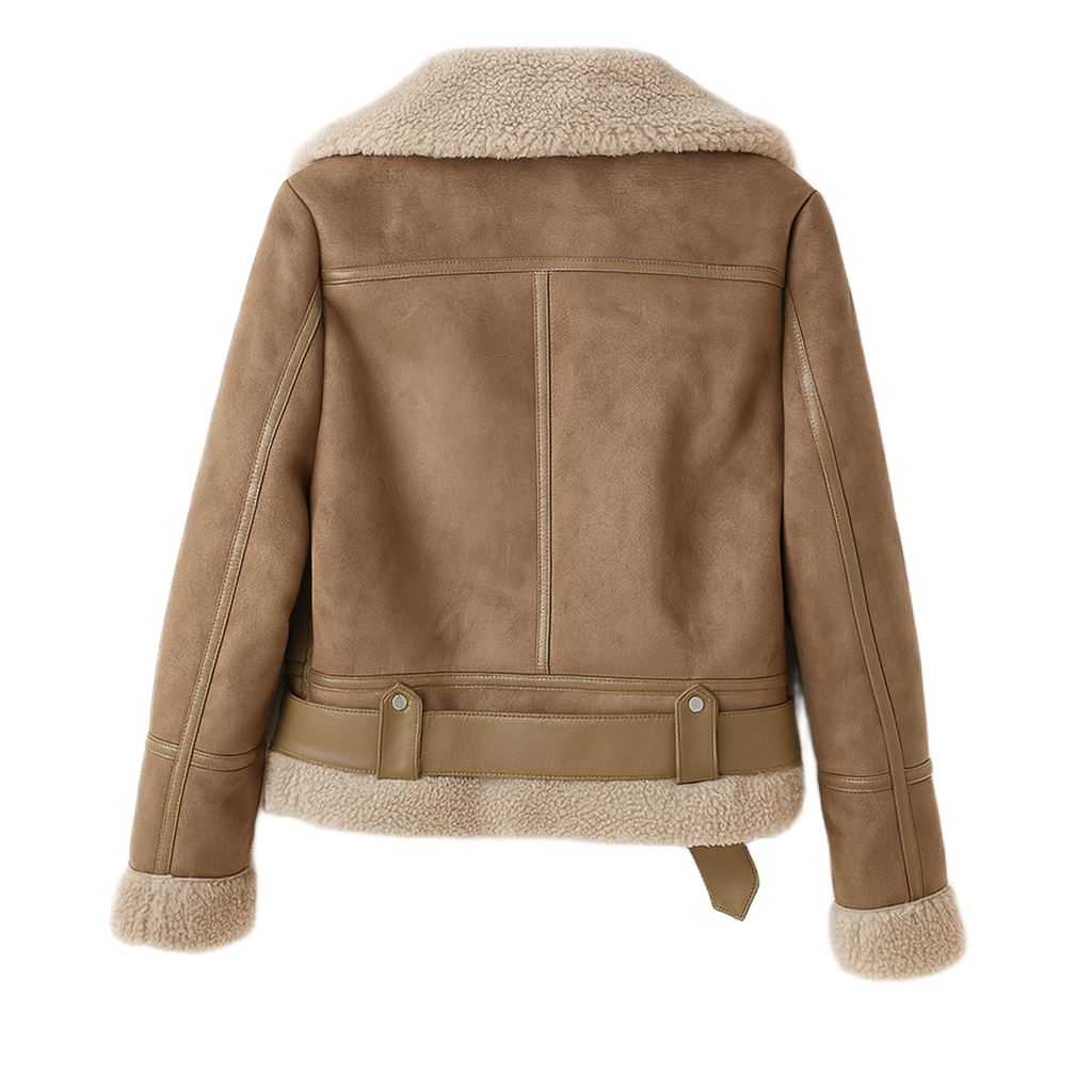 Naomi | Leather Women Jacket with Sherpa Lining