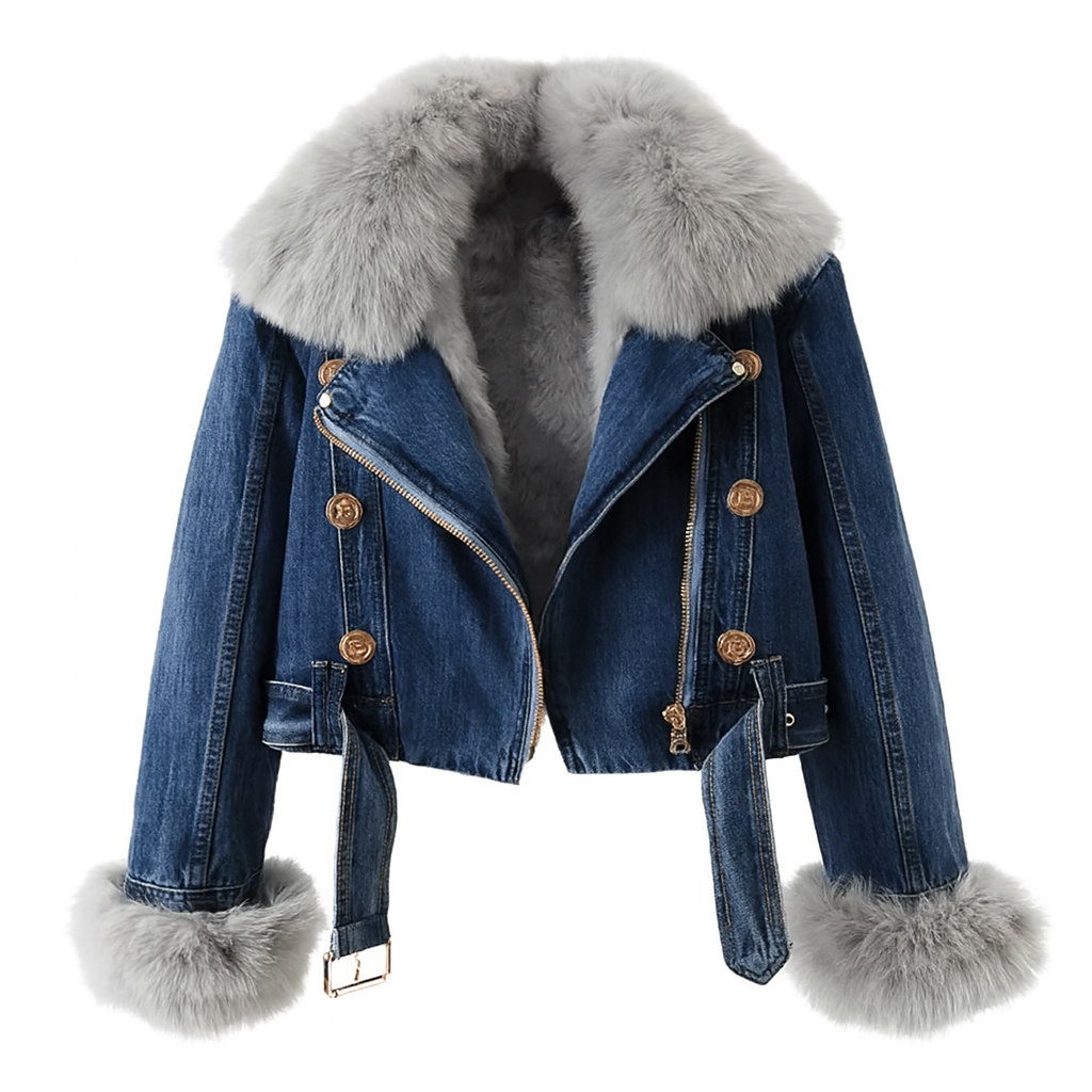 Mona | Urban Elegance Denim & Fur Jacket