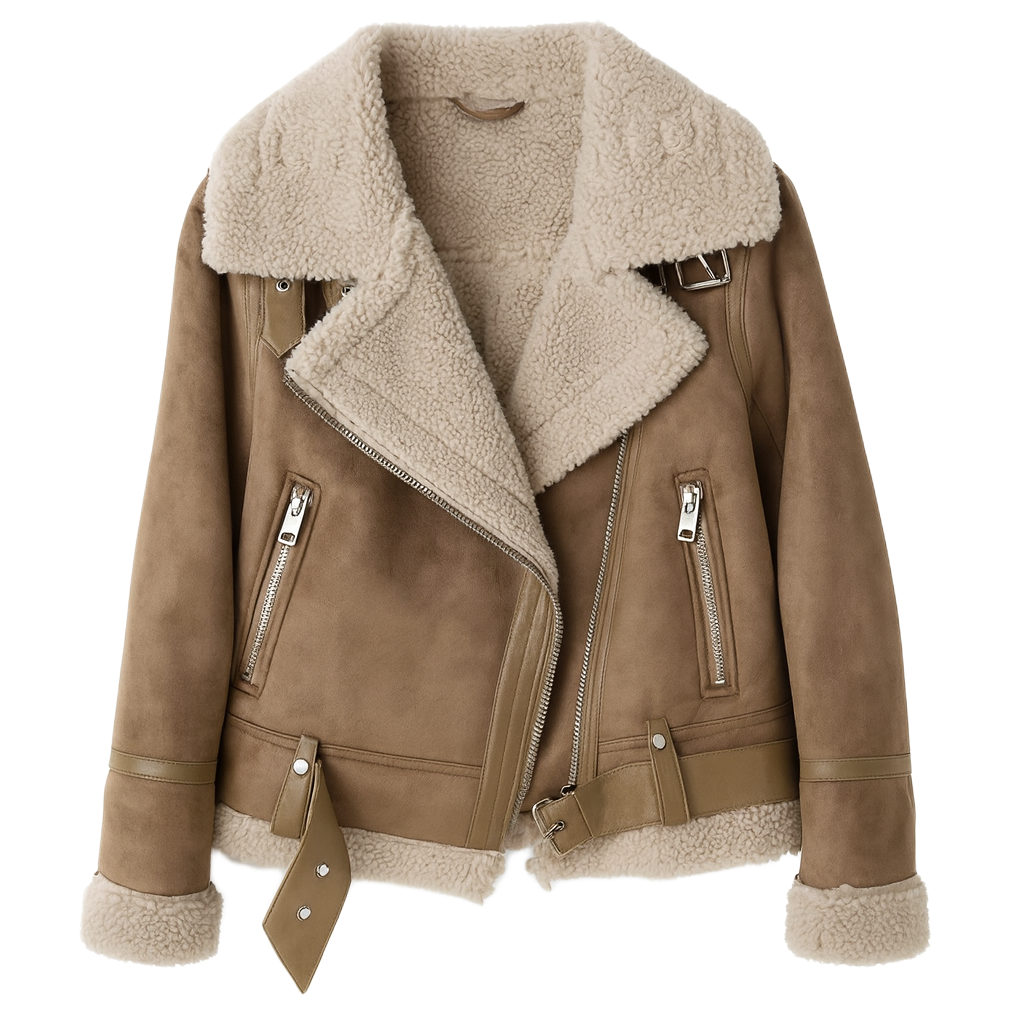 Naomi | Leather Women Jacket with Sherpa Lining