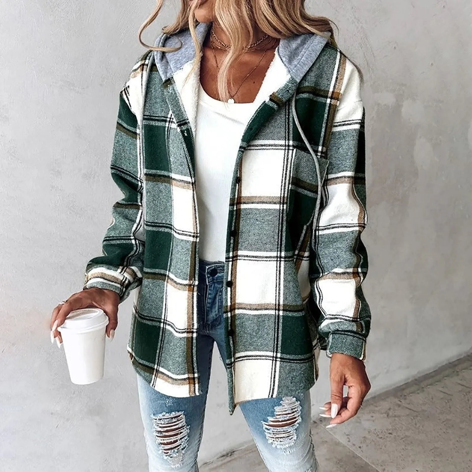 Callista | Modern Plaid Hooded Jacket for Women