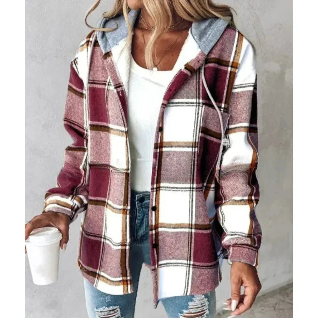 Callista | Modern Plaid Hooded Jacket for Women
