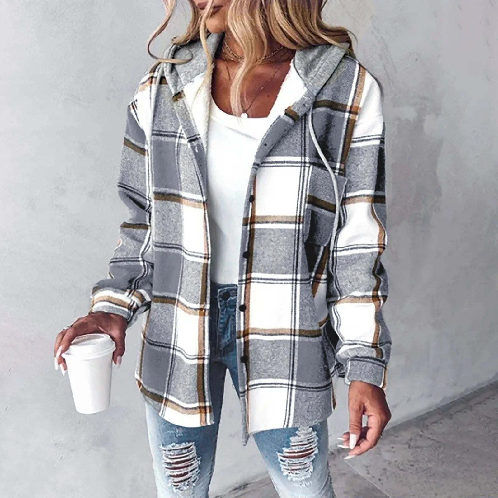 Callista | Modern Plaid Hooded Jacket for Women