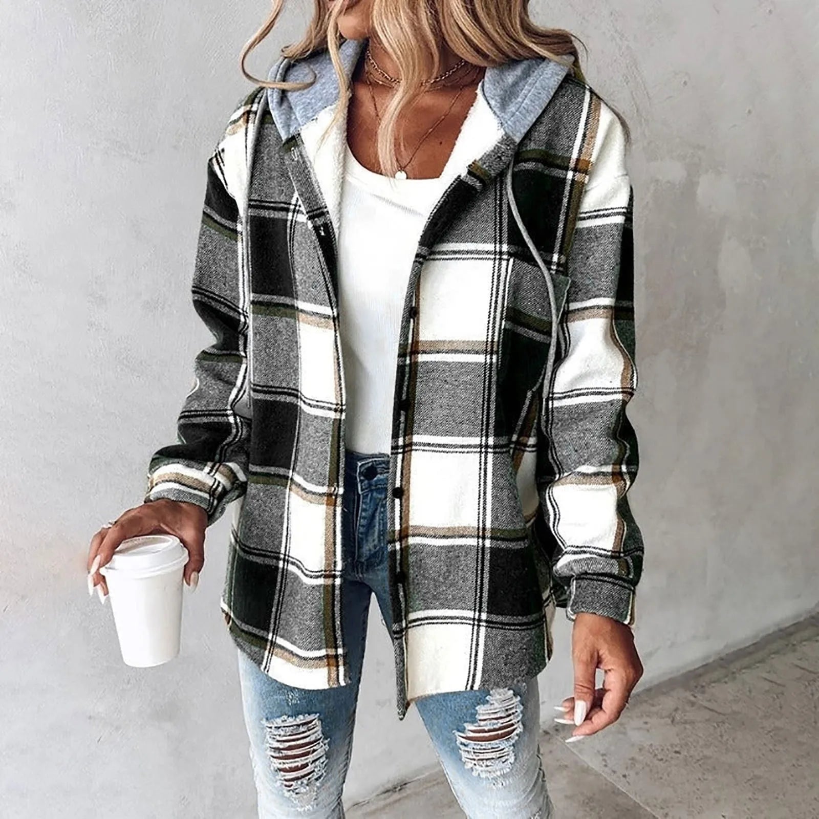 Callista | Modern Plaid Hooded Jacket for Women