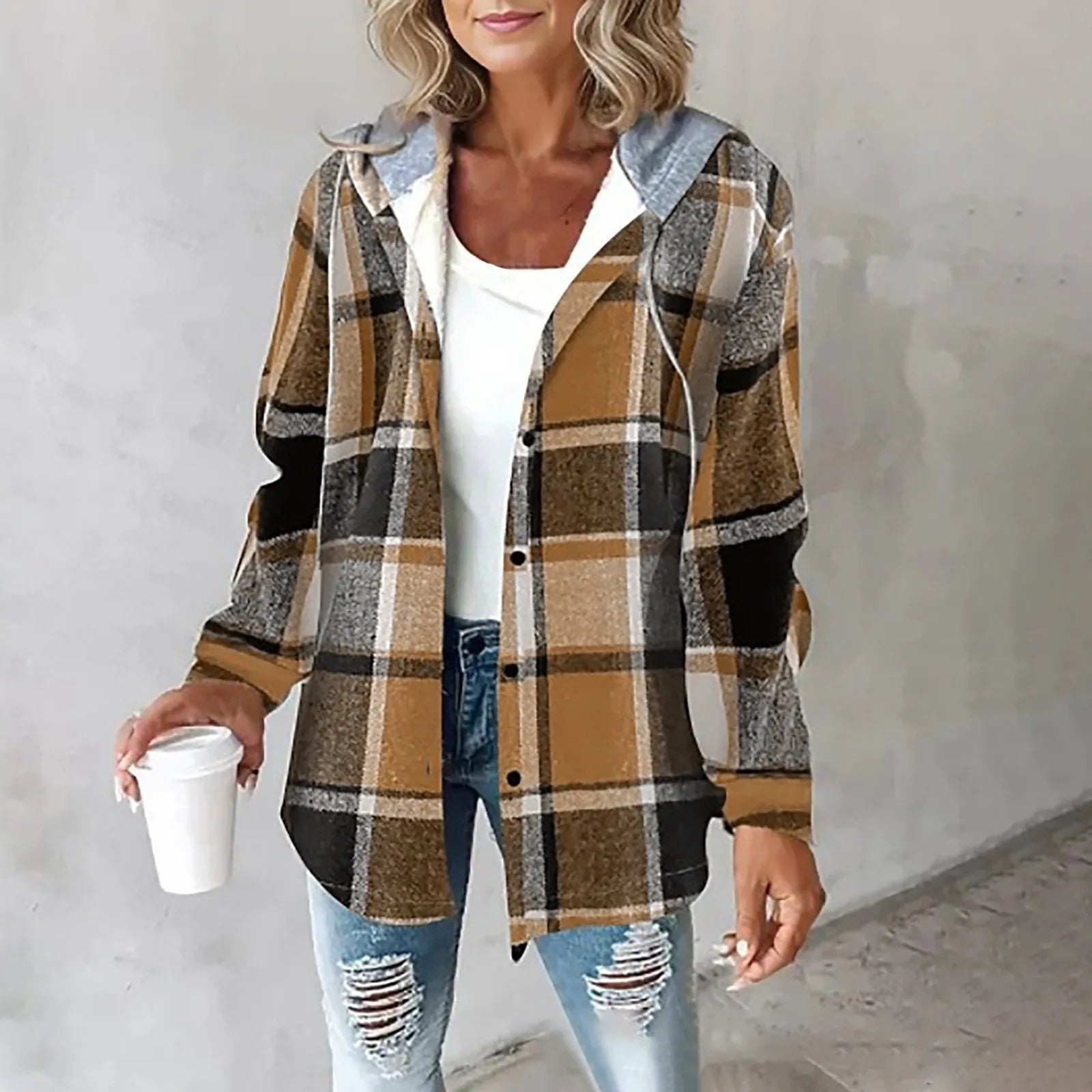Callista | Modern Plaid Hooded Jacket for Women