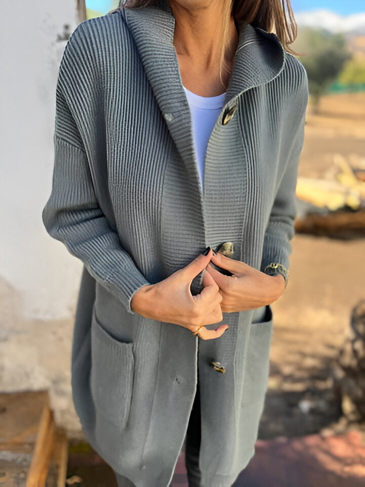 Elara | Long Ribbed Hooded Coat - Motheero