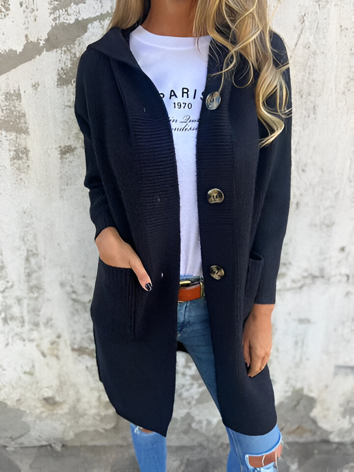 Elara | Long Ribbed Hooded Coat - Motheero