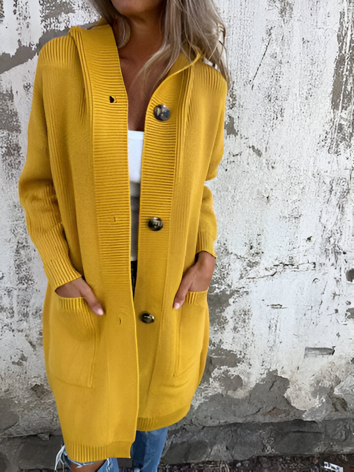 Elara | Long Ribbed Hooded Coat - Motheero