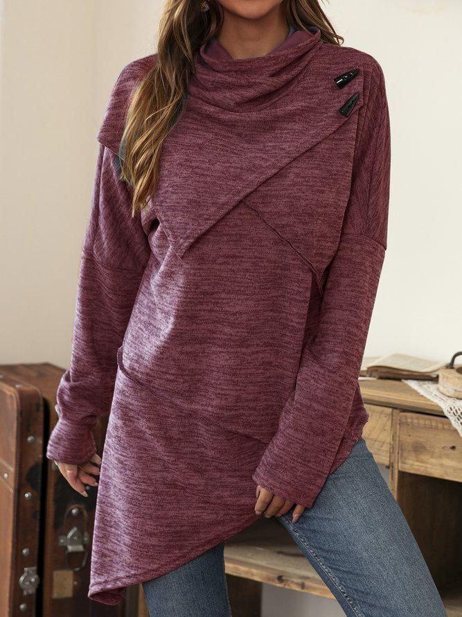 Liora | Asymmetrical Neckline Long Sleeve Sweatshirt