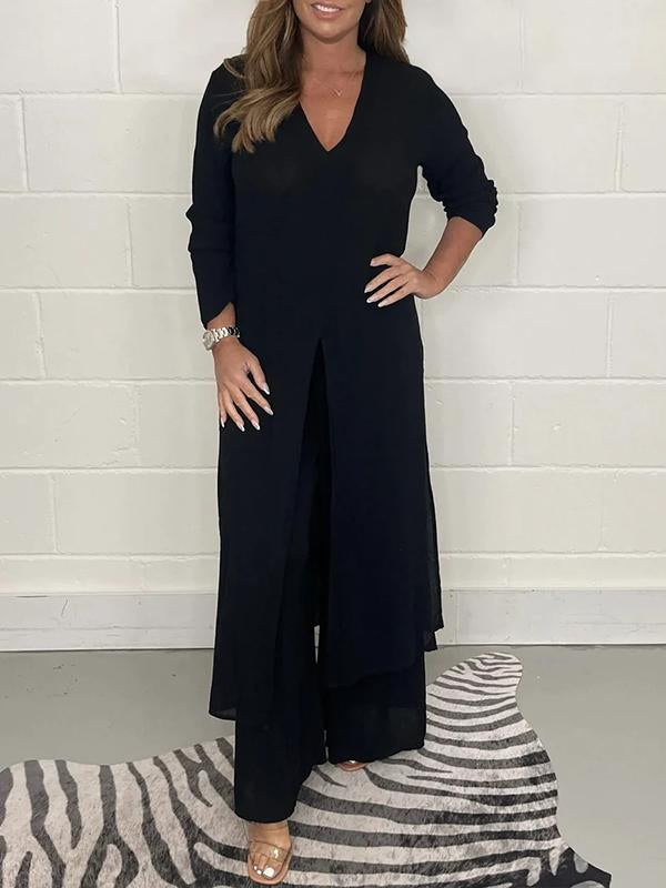 Emelia | Relaxed Two‑Piece Set extra Long Blouse and Wide Leg Trousers