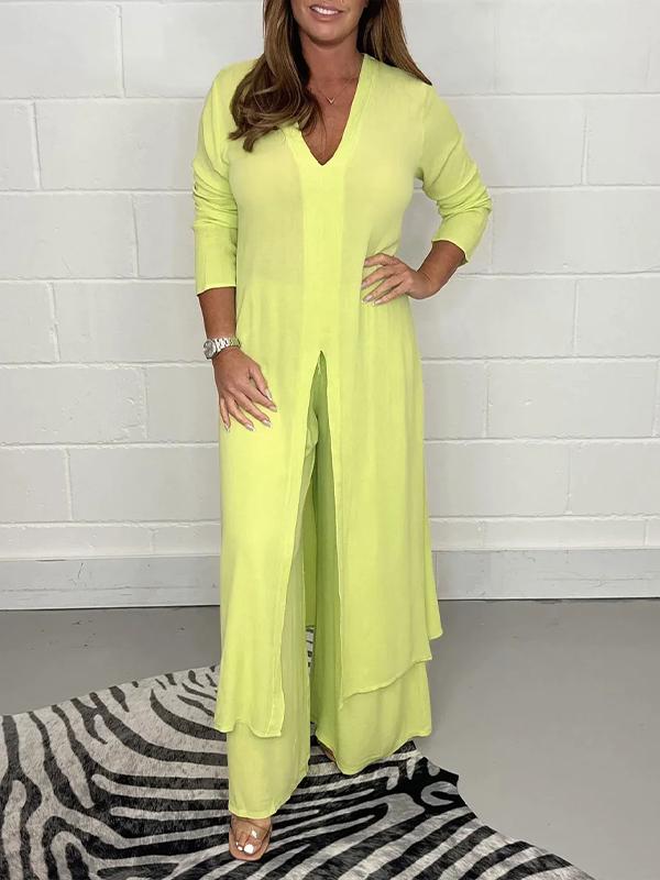 Emelia | Relaxed Two‑Piece Set extra Long Blouse and Wide Leg Trousers