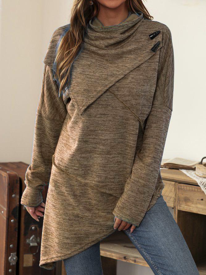 Liora | Asymmetrical Neckline Long Sleeve Sweatshirt