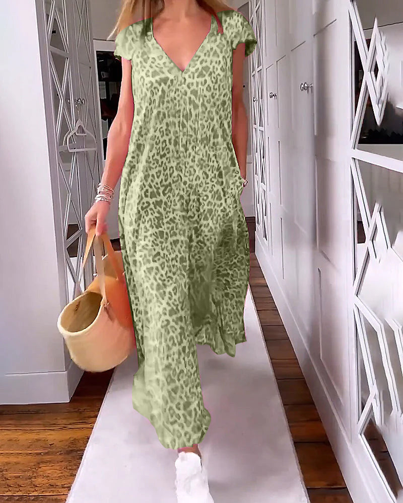Mara | Flowy Patterned Maxi Dress - Motheero