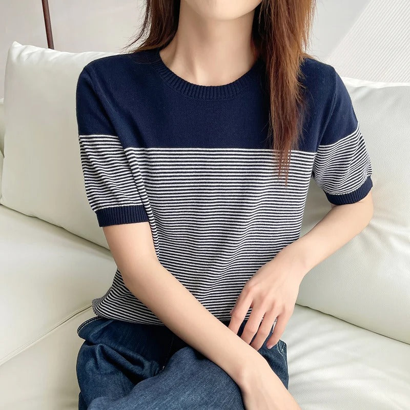 Nola | Timeless Striped Knit Tee - Motheero
