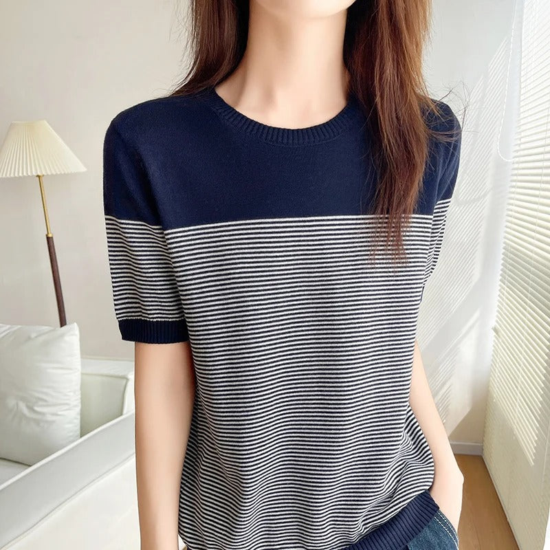 Nola | Timeless Striped Knit Tee - Motheero