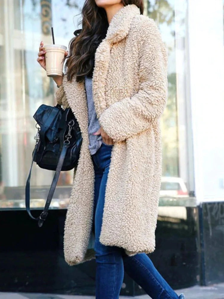 Isla | Trendy Warm Long Teddy Coat for Women