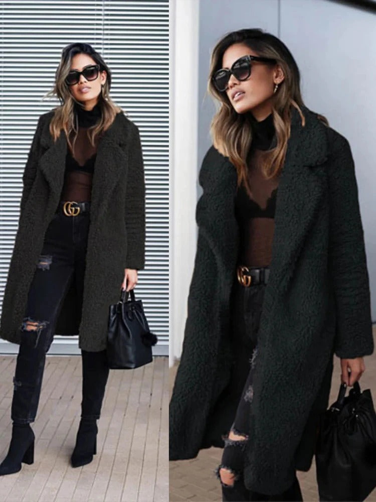 Isla | Trendy Warm Long Teddy Coat for Women
