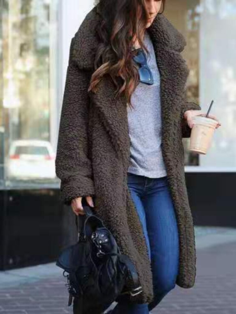 Isla | Trendy Warm Long Teddy Coat for Women