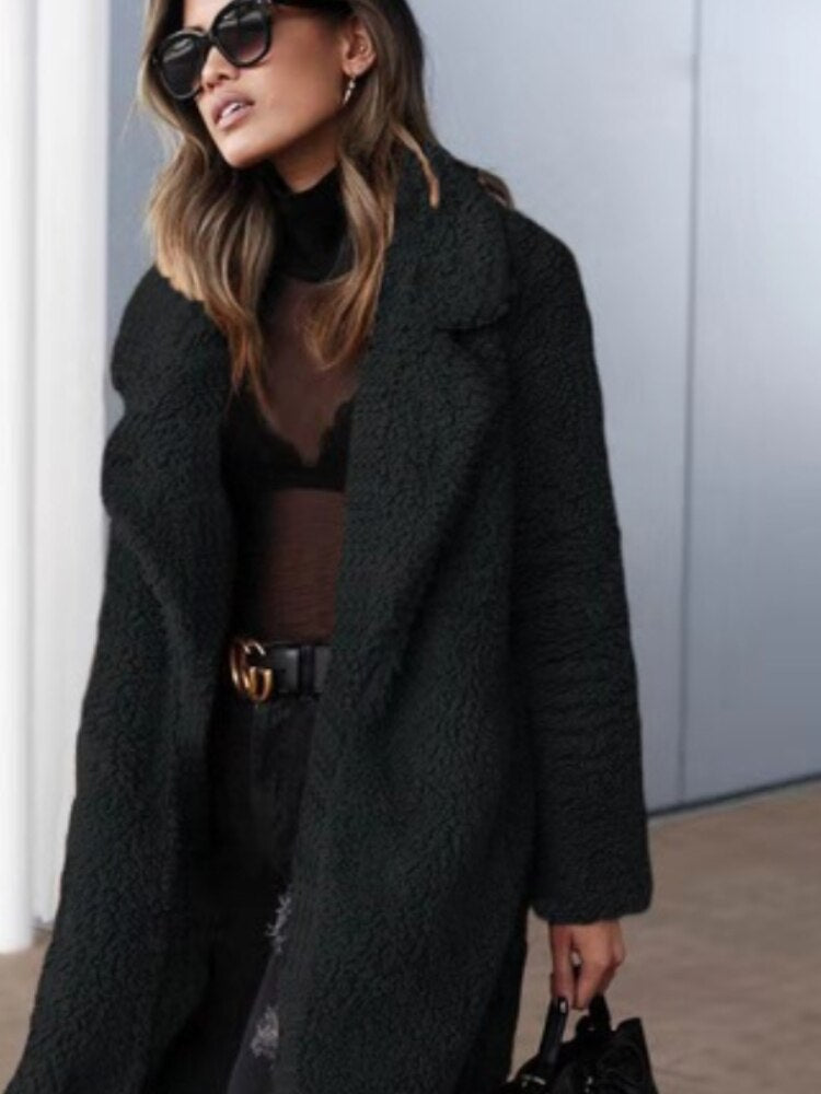Isla | Trendy Warm Long Teddy Coat for Women