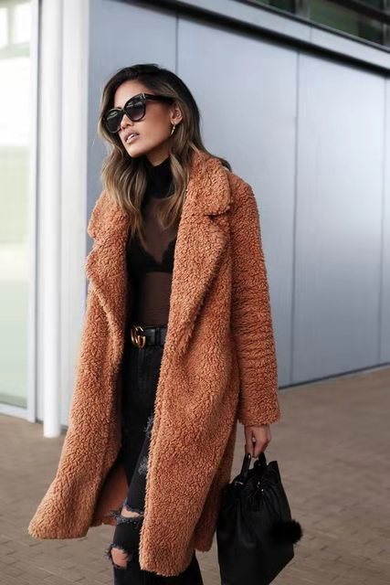 Isla | Trendy Warm Long Teddy Coat for Women