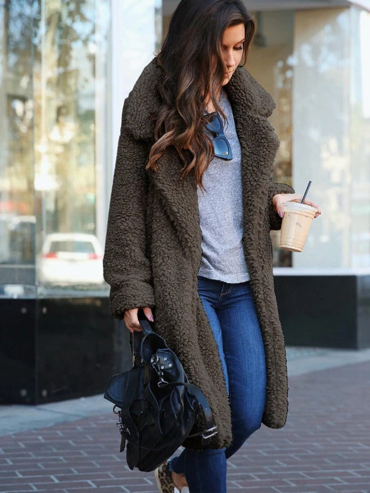 Isla | Trendy Warm Long Teddy Coat for Women