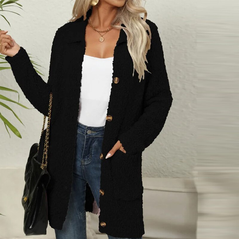 Clarisse | Women Teddy Fleece Button-Up Cardigan
