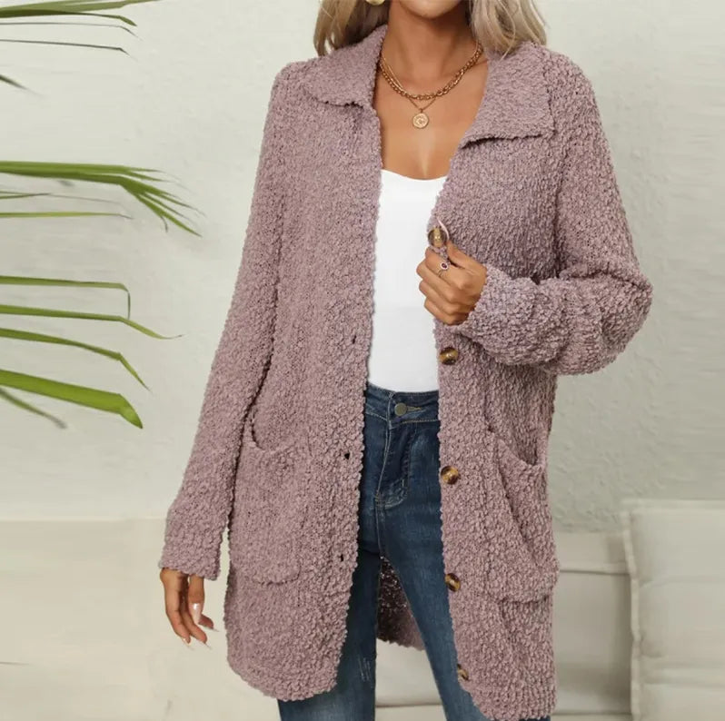 Clarisse | Women Teddy Fleece Button-Up Cardigan