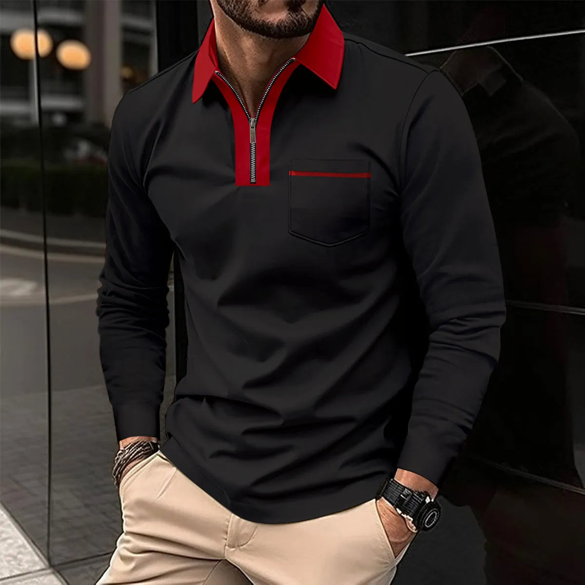 Calder | Long Sleeve with Contrast Collar Shirt