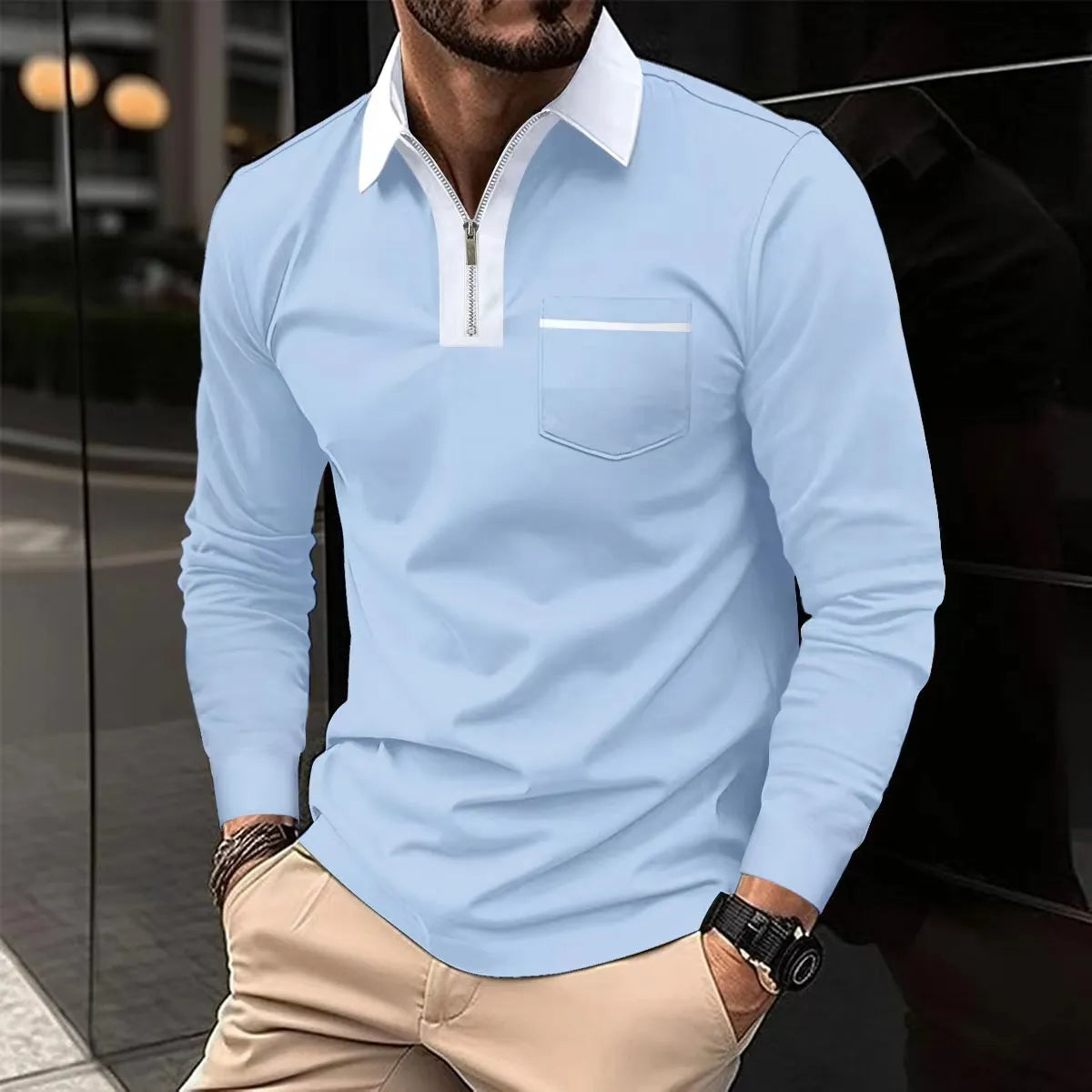 Calder | Long Sleeve with Contrast Collar Shirt