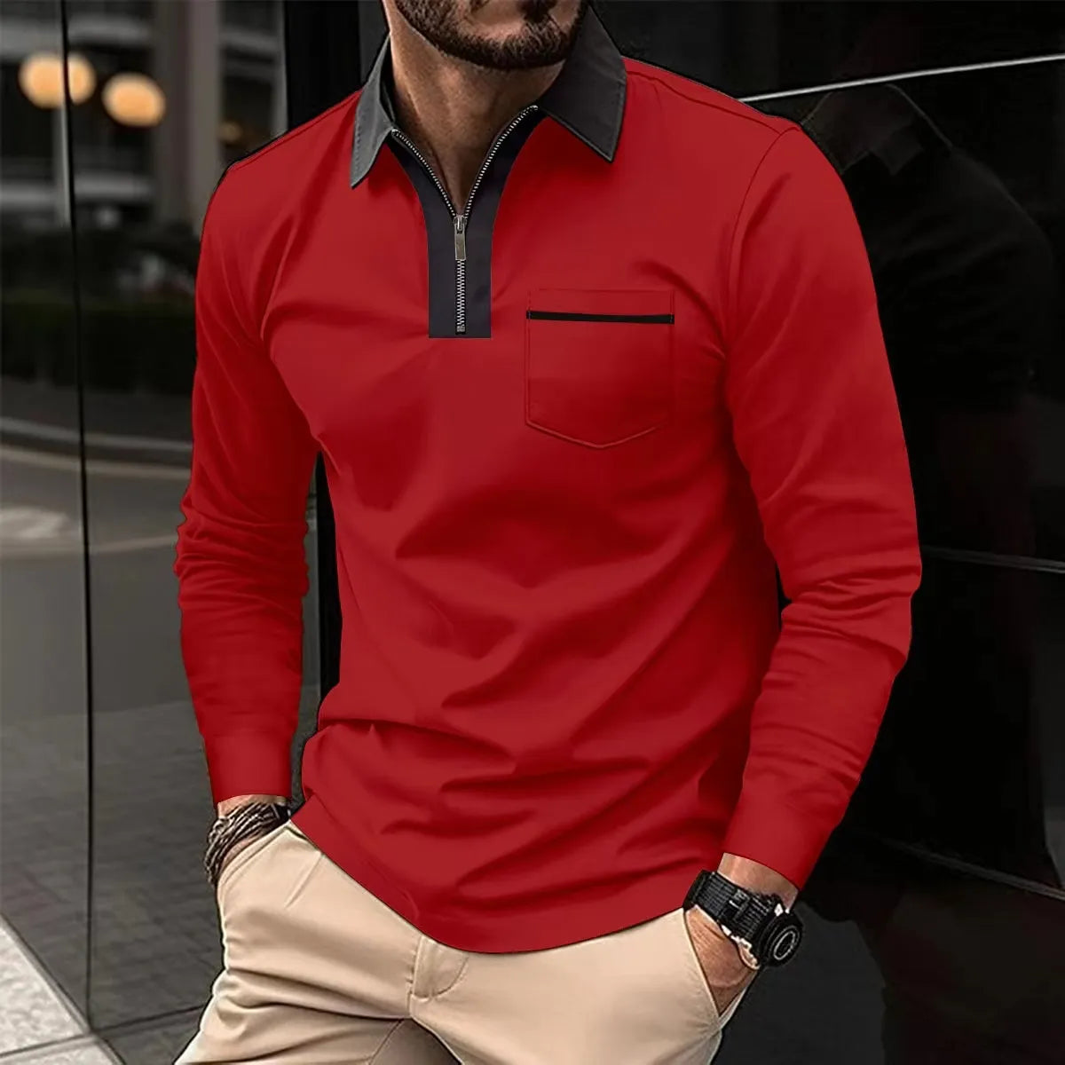 Calder | Long Sleeve with Contrast Collar Shirt