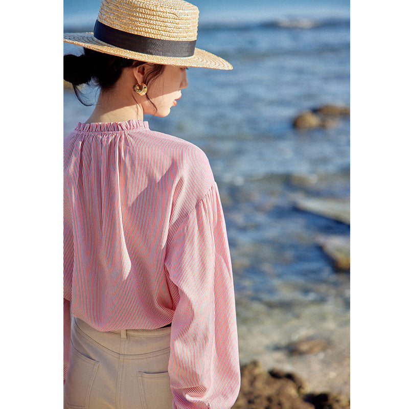 Lina | Blouse Pink Striped Everyday - Motheero