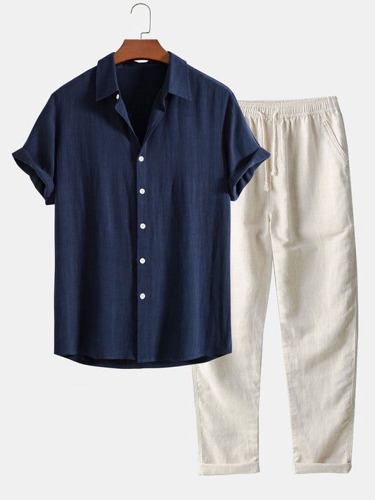 Luca | Linen Shirt and White Pants Oufit Set