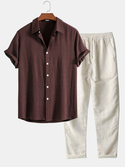 Luca | Linen Shirt and White Pants Oufit Set