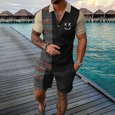Elias | Printed Polo and Shorts Outfit Set