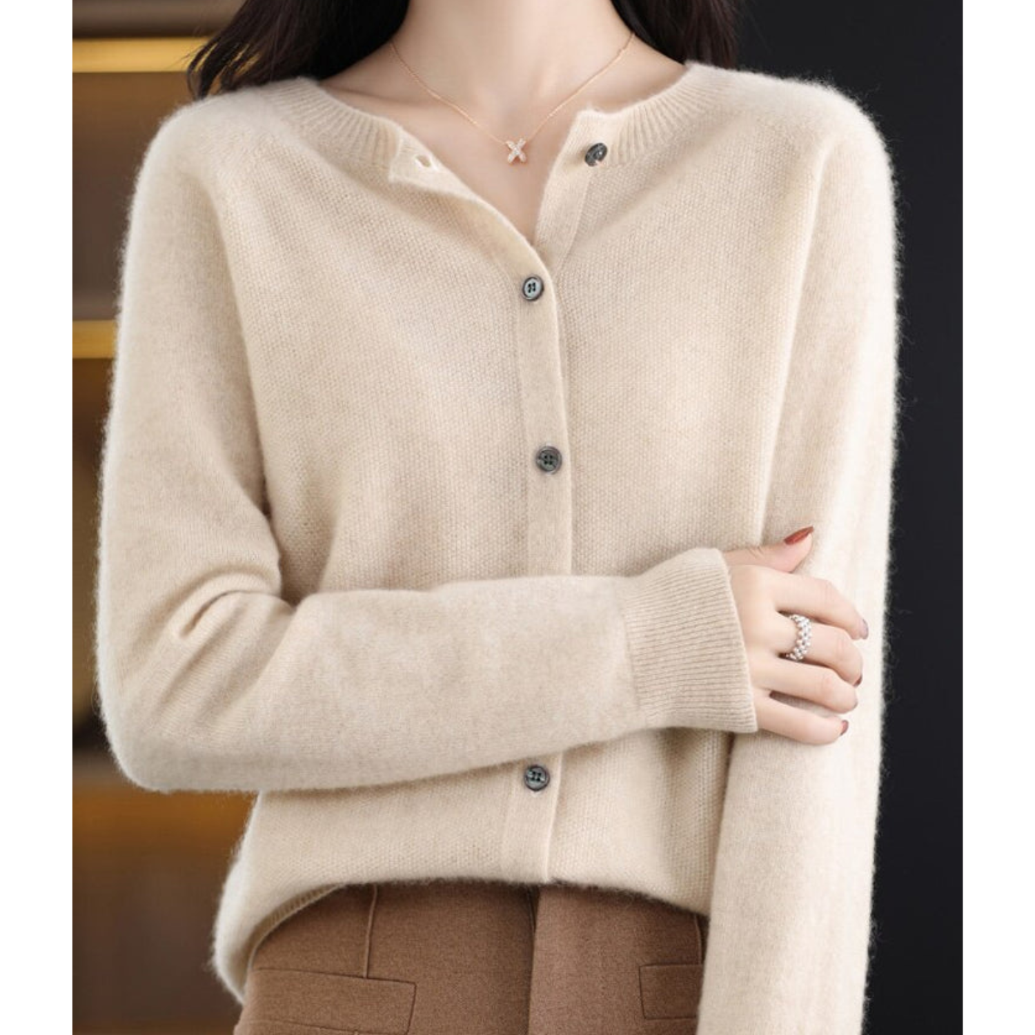 Danielle | Elegant Merino Wool Cardigan - Motheero