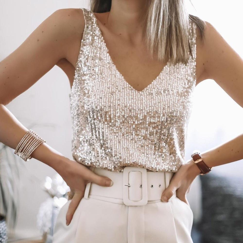 Lina | Satin Sequin Tank Top - Motheero