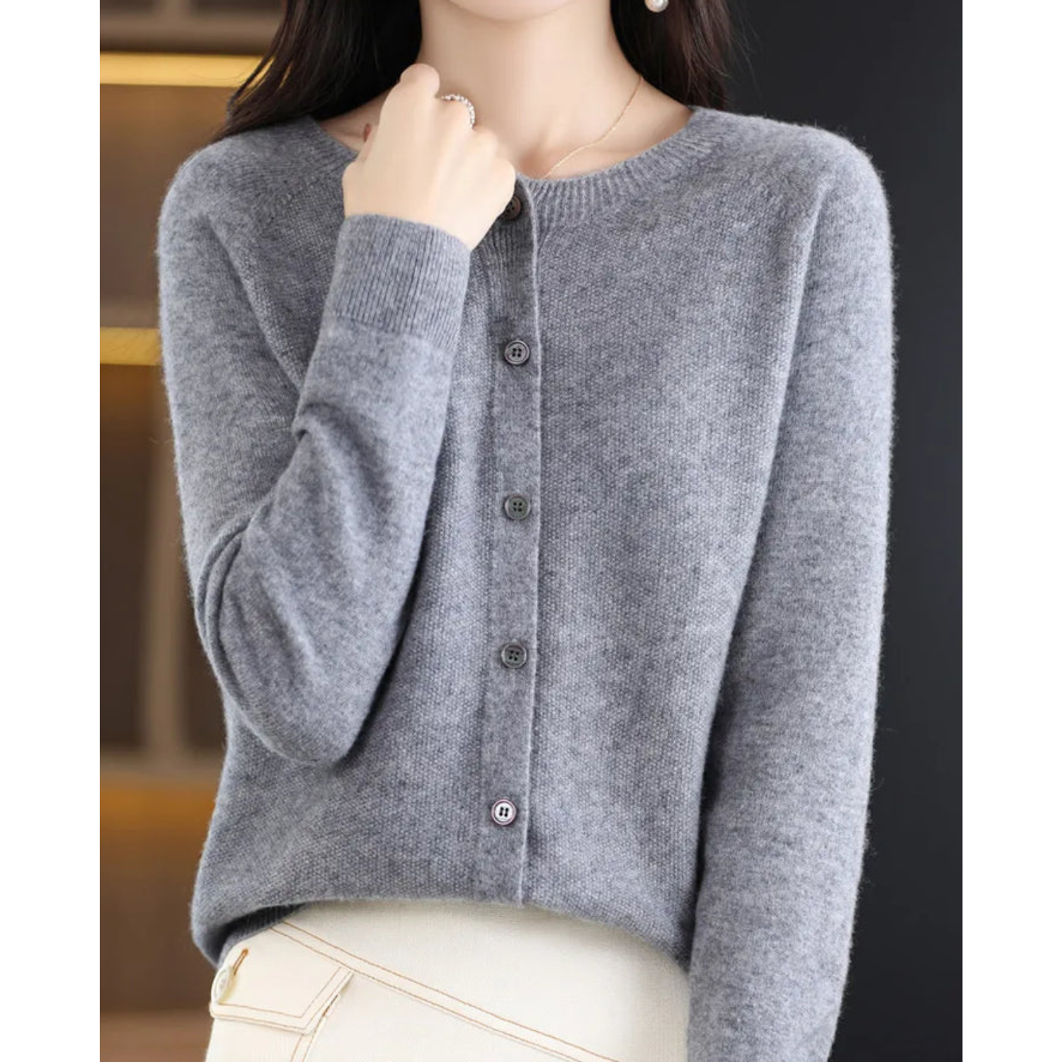 Danielle | Elegant Merino Wool Cardigan - Motheero