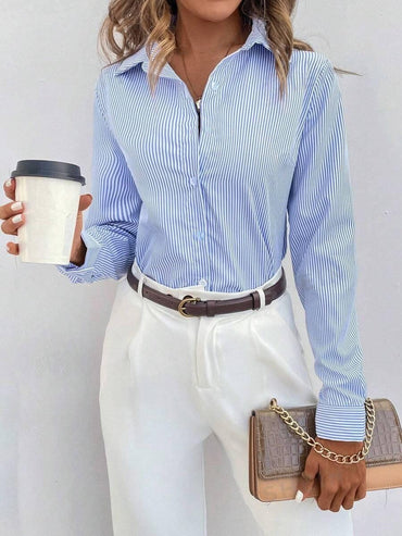 Adeline | Classic Striped Everyday Blouse - Motheero